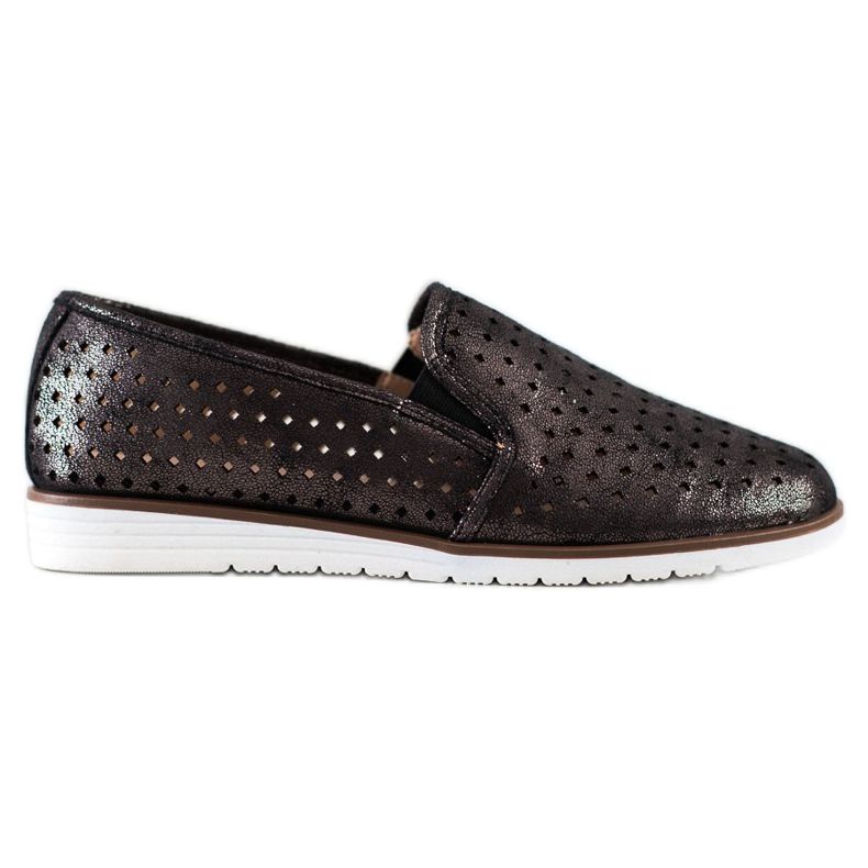 Kylie Glänzende durchbrochene Slipons braun