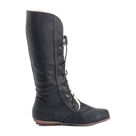 Schwarze, isolierte flache Stiefel 3011-31