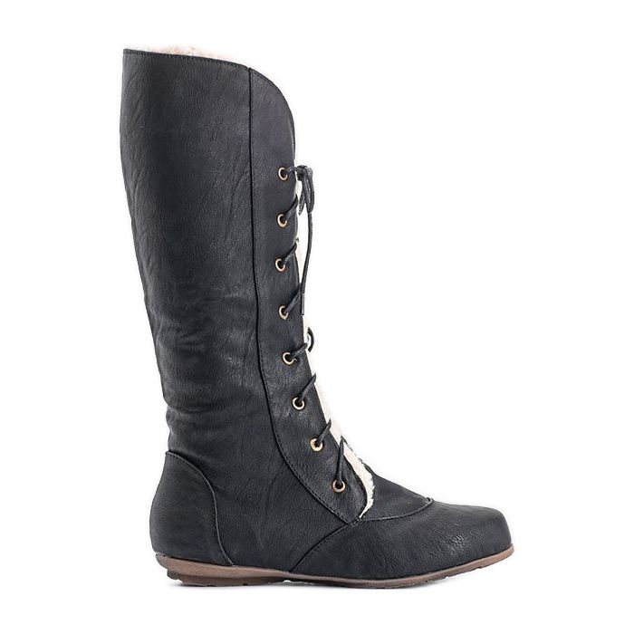 Schwarze, isolierte flache Stiefel 3011-31