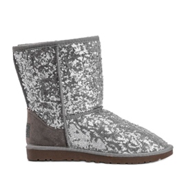 Silberne isolierte Stiefel, Emu-Typ 889 silber- grau