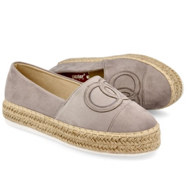 PS1 Damen Espadrilles On A Straw Platform Grau Febi