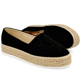 PS1 Damen Espadrilles On A Straw Platform Schwarz Febi