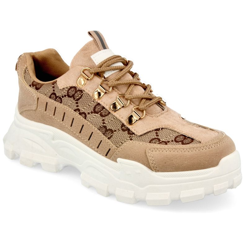 Sneakers für Damen auf einer massiven Sohle Khaki Daydreamer beige braun golden