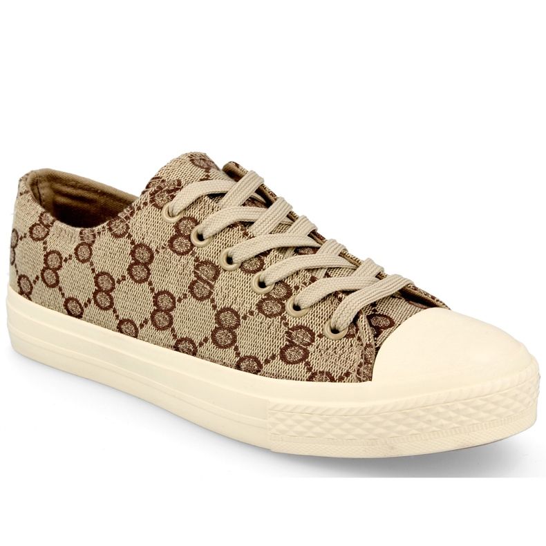 Damen Classic Logged Khaki Challenge Sneakers beige braun
