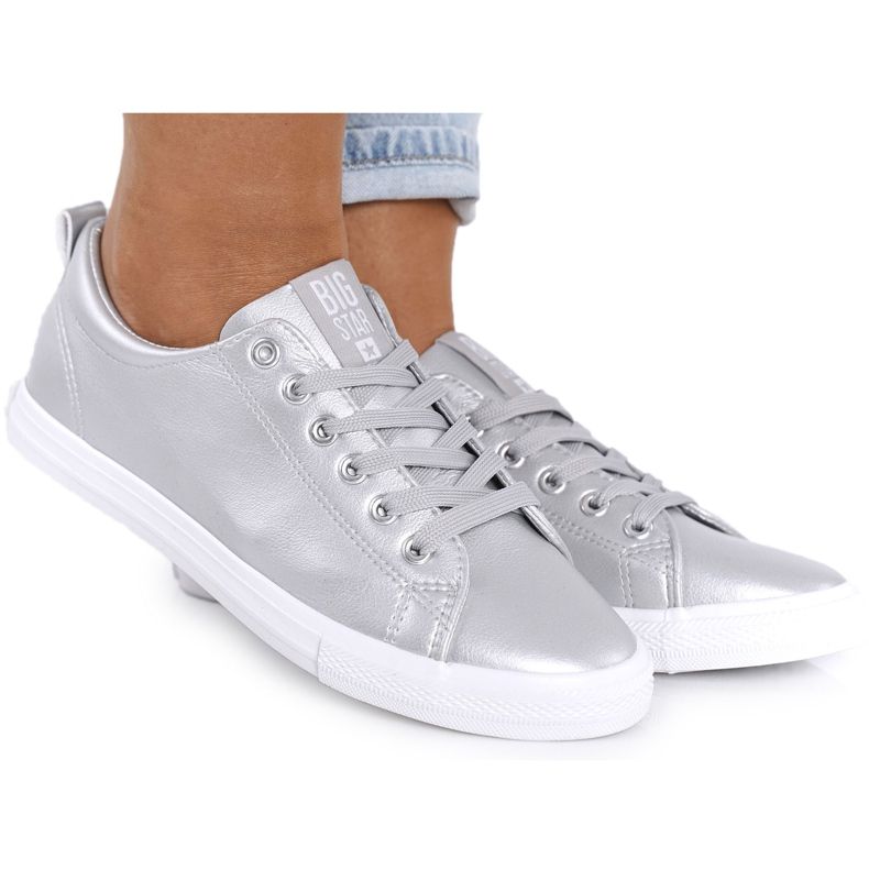 Damen Leder Sneakers Big Star HH274143 Silber silber-