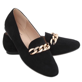 Schwarze Loafer mit Kette LL-237P Schwarz