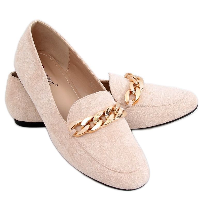 Beige Loafer mit Kette LL-237P Beige