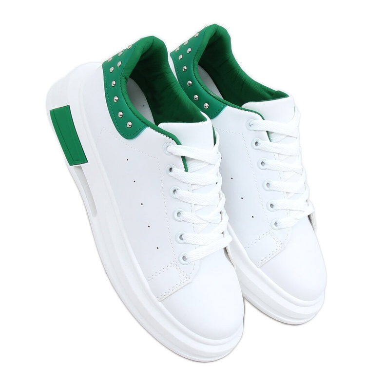 Weiße und grüne Sneakers für Damen SC36 WEISS / GRÜN