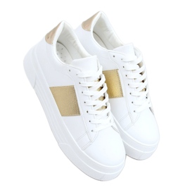 Sneakers mit hohen Sohlen weiß und gold LA133P Gold golden