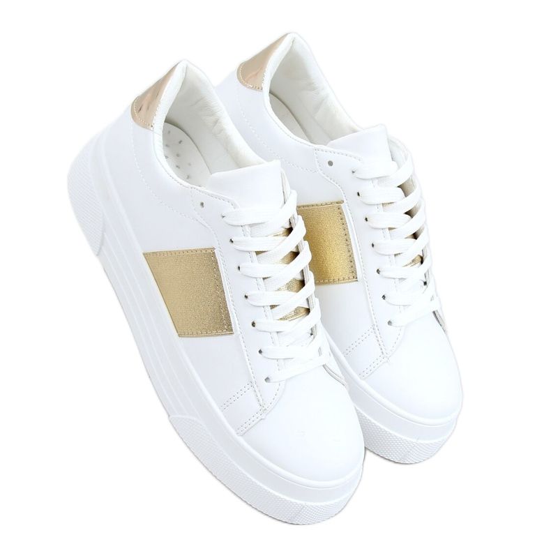 Sneakers mit hohen Sohlen weiß und gold LA133P Gold golden