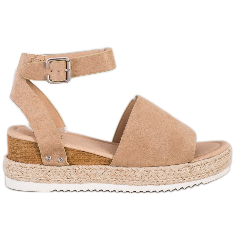 Kylie Beige Keilsandalen braun