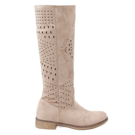 Beige durchbrochene Stiefel ST-53P Beige
