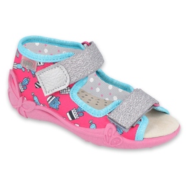 Befado gelbe Kinderschuhe 342P026 blau rosa silber-