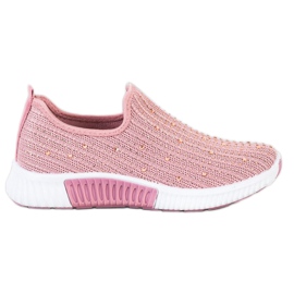 SHELOVET Slipons mit Kristallen rosa