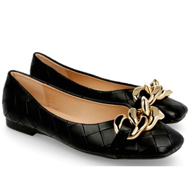 PS1 Elegante schwarze Coco-Steppballerinas mit Kette