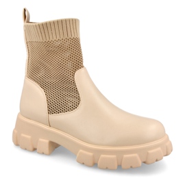 Damen Sockenstiefel Workers Beige Stormy braun