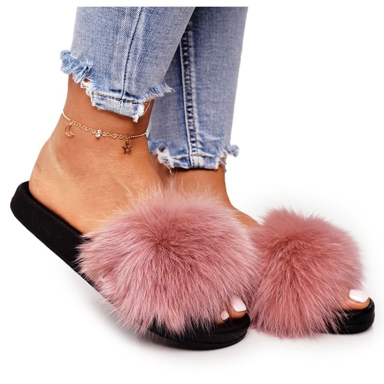 PS1 Damen Hausschuhe mit Fell Rosa Belmondo