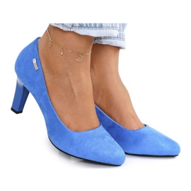 PJ1 Klassische Pumps auf einer Bar Wildleder Blau Eleanor