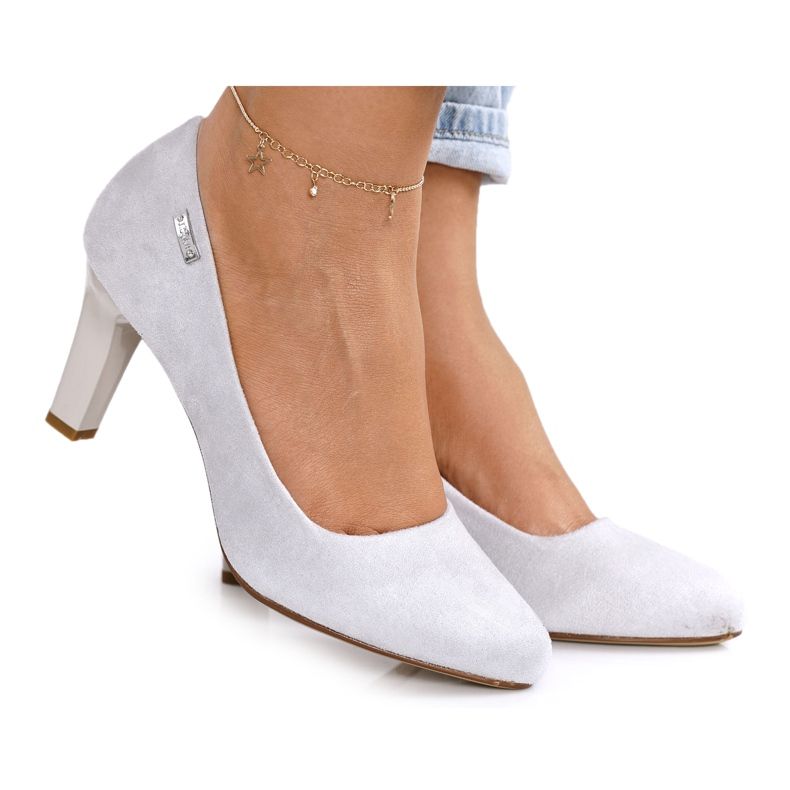 PJ1 Klassische Pumps auf einer Säule Wildleder Grau Eleanor