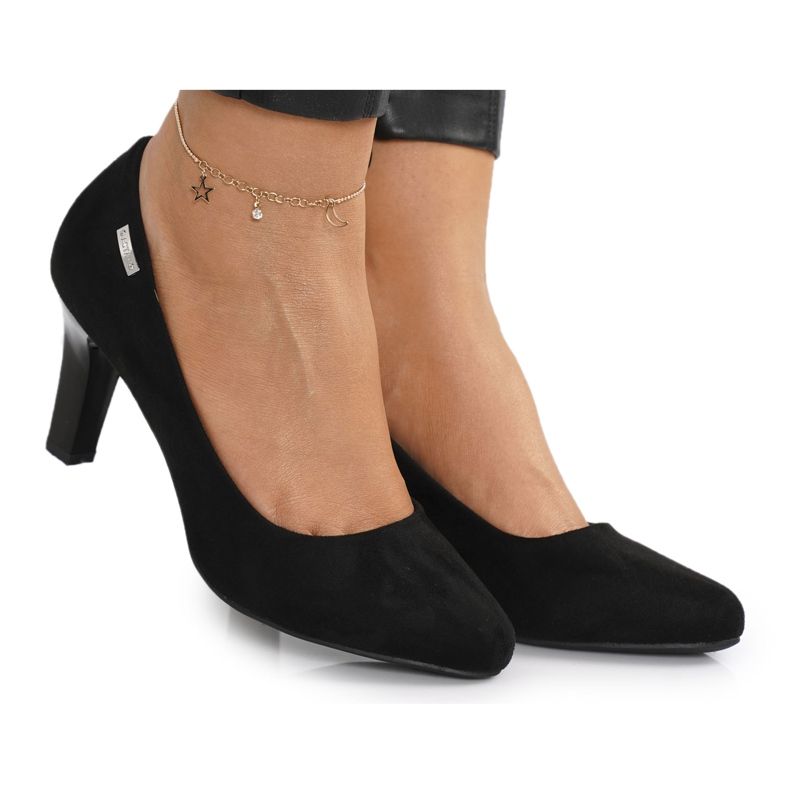 PJ1 Klassische Pumps auf einer Bar Wildleder Schwarz Eleanor