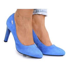 PJ1 Klassische Pumps mit Absatz Wildleder Blau Eliana