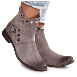 Damen Wildlederstiefel mit Schnalle Exquisite 1198 Cappuccino braun