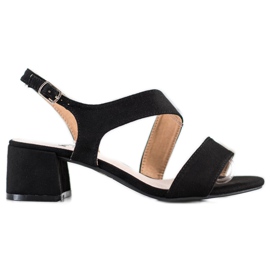 Kylie Schwarze Sandalen auf niedriger Stange