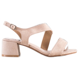 Kylie Beige Sandalen auf niedriger Stange