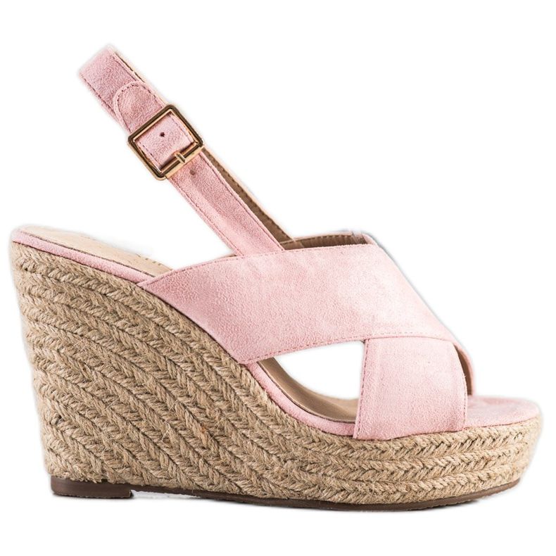 Sabatina Sandalen auf einem Strohkeil rosa