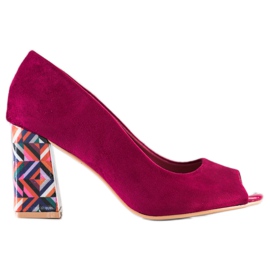 Sabatina Pumps mit gemustertem Absatz lila