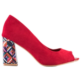 Sabatina Pumps mit gemustertem Absatz rot