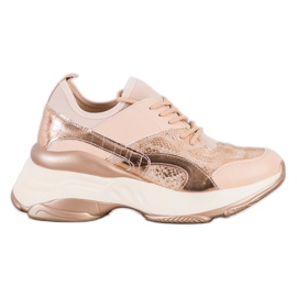 Bestelle Modische Sneaker auf der Plattform rosa golden