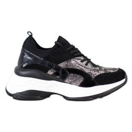 Bestelle Modische Sneaker auf der Plattform beige schwarz