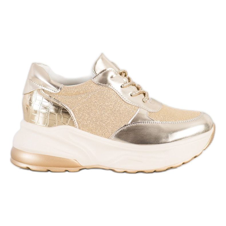 Bestelle Goldene Sneaker mit Glitzer beige