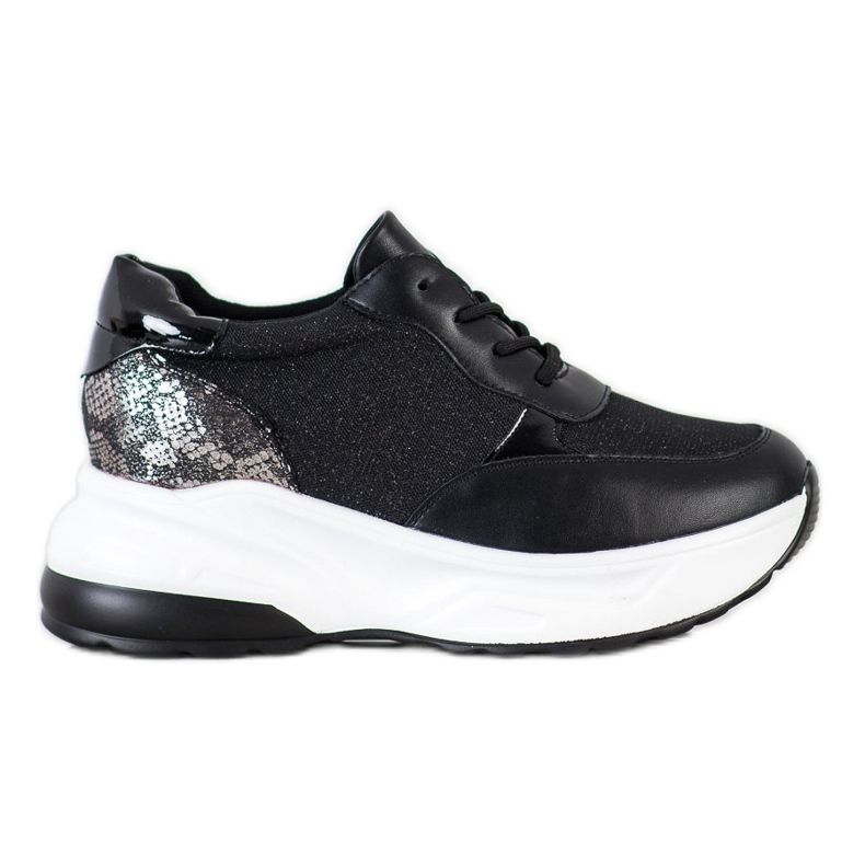 Bestelle Schwarze Sneaker mit Glitzer silber-