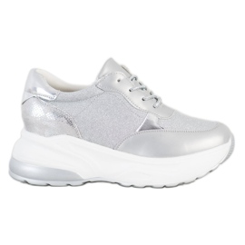 Bestelle Silberne Sneaker mit Glitzer grau