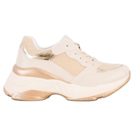 SHELOVET Stilvolle goldene Turnschuhe beige