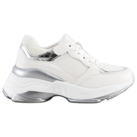 SHELOVET Stylische Sneaker in WEISS UND SILBER weiß