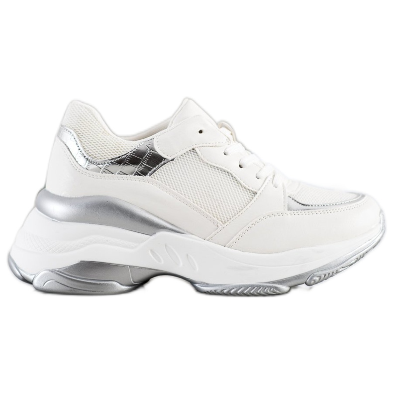 SHELOVET Stylische Sneaker in WEISS UND SILBER weiß silber-