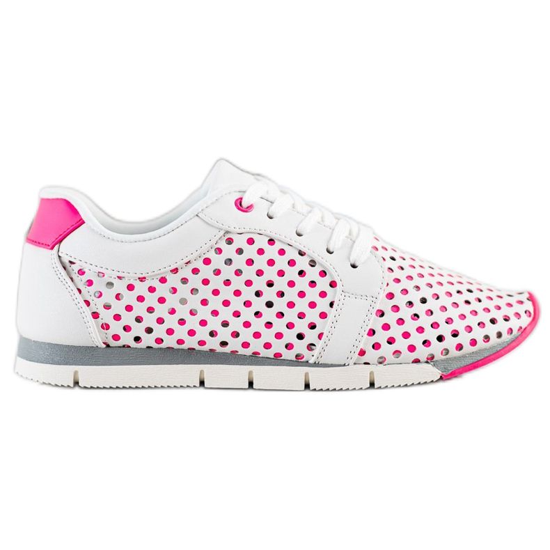 Kylie Weiße und rosa durchbrochene Sneakers