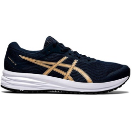 Damen Asics Patriot 12 Laufschuhe marineblau 1012A705 403 golden