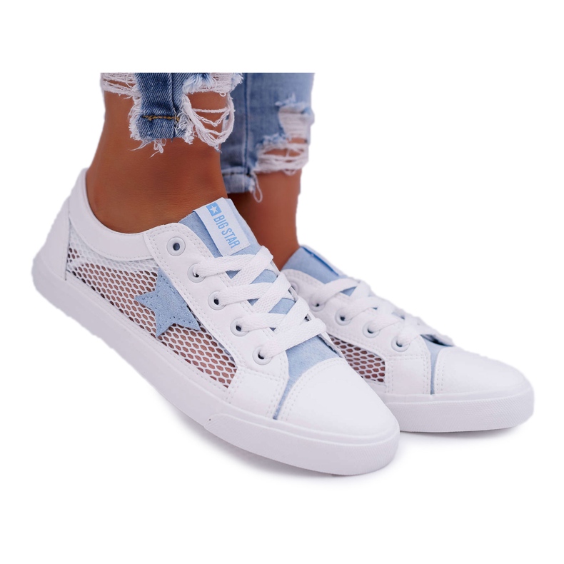 Damen Sneaker mit Mesh Big Star DD274689 Weiß-Blau