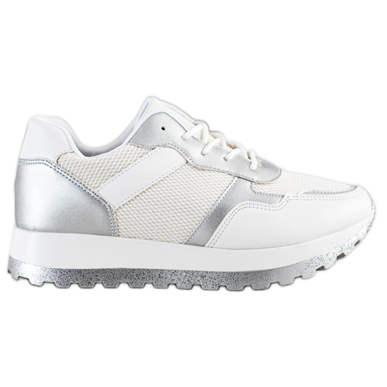 Bestelle Sneakers mit Glitzer-Plattform weiß silber-