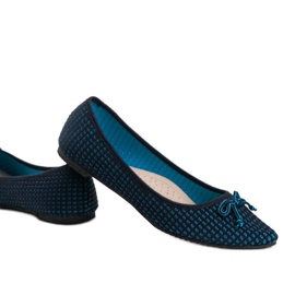 Del Amor blaue Textilballerinas schwarz