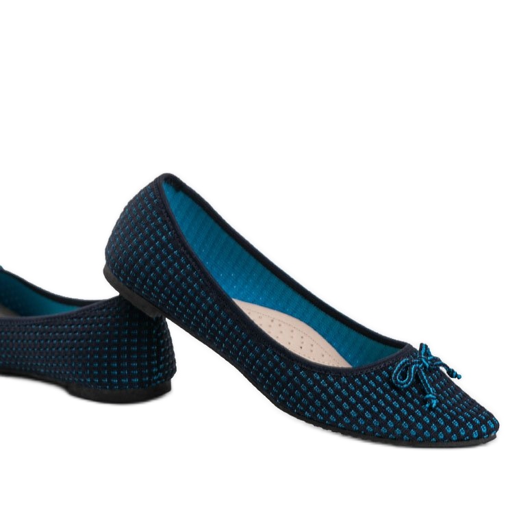 Del Amor blaue Textilballerinas schwarz