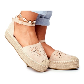 SEA Espadrilles für Damen auf Beige-Leinen-Plateau von Palermo