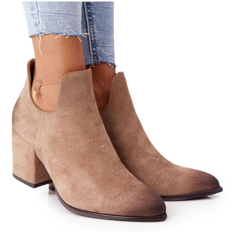 Vinceza Stiefeletten für Damen mit Ausschnitten Beige Caroline