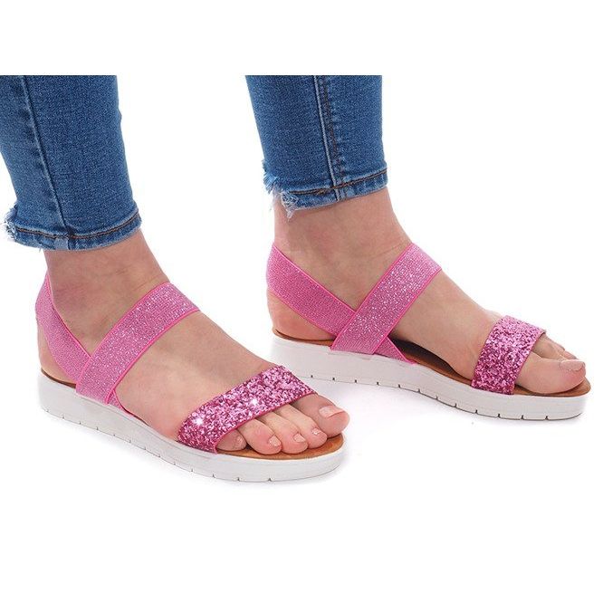Sandalen Mit Gummiband V12817 Rosa silber-