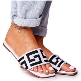 Klassische Hausschuhe für Damen Weiß Melinda schwarz