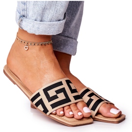 Klassische Beige Melinda Hausschuhe für Damen schwarz